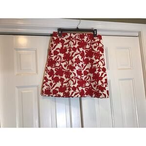 VTG Ann Taylor Red &White Floral Skirt Sz 10 Preppy Retro Capsule 80’s Office